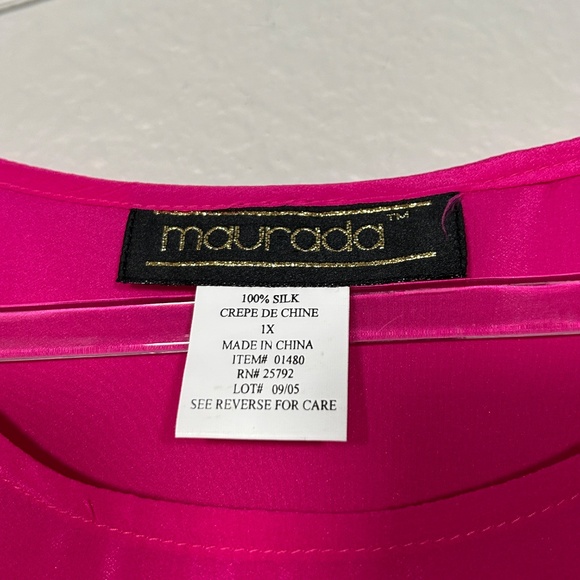 Maurada vintage plus size 1X sleeveless top pink 100% silk boxy - Picture 8 of 9